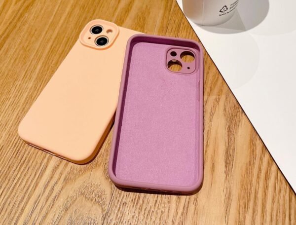 Liquid silicone case for iphone 14plus solid color soft elegant back cover
