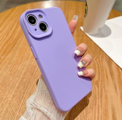 Liquid silicone case for iphone 14plus solid color soft elegant back cover